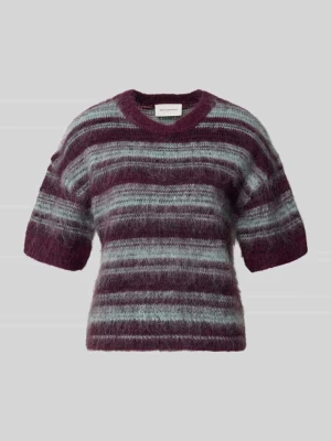 sweter z dzianiny w kroju regular fit z mieszanki wełny model 'Lycie' MSCH Copenhagen Jasnośliwkowy