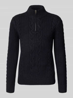 sweter z dzianiny w kroju slim fit z dodatkiem wełny model 'JACOB' Superdry Ciemnoniebieski melanż