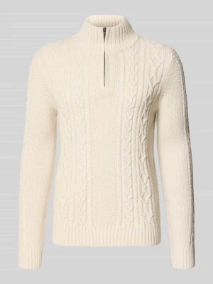 sweter z dzianiny w kroju slim fit z dodatkiem wełny model 'JACOB' Superdry Écru