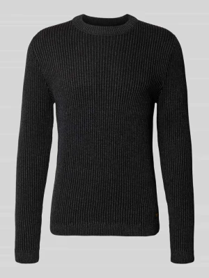 sweter z dzianiny w kroju slim fit z mieszanki bawełny model 'DOVER' Jack&Jones czarny