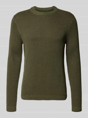 sweter z dzianiny w kroju slim fit z mieszanki bawełny model 'DOVER' Jack&Jones Oliwkowy