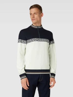 Sweter z dzianiny w stylu Colour Blocking model ‘Saikol’ HUGO