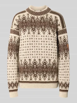 Sweter z dzianiny we wzór na całej powierzchni model 'ALBERTVILLE' Dale of Norway Beżowy