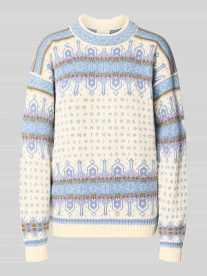 Sweter z dzianiny we wzór na całej powierzchni model 'ALBERTVILLE' Dale of Norway Złamany biały