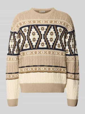 Sweter z dzianiny we wzór na całej powierzchni model 'HENSON' Redefined Rebel Beżowy