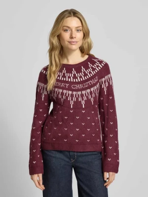 Sweter z dzianiny we wzór na całej powierzchni model „KERTI” Vila
