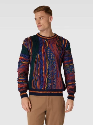 Sweter z dzianiny we wzory na całej powierzchni carlo colucci