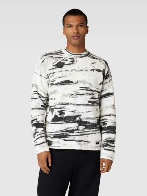 Sweter z dzianiny we wzory na całej powierzchni CK Calvin Klein