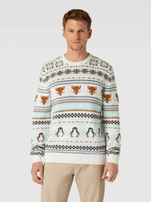 Sweter z dzianiny we wzory na całej powierzchni MCNEAL