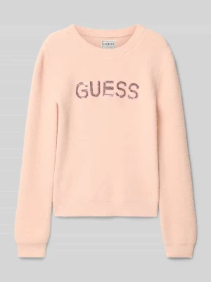 Sweter z dzianiny z aplikacją z logo Guess