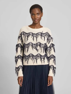 Sweter z dzianiny z aplikacjami Oui