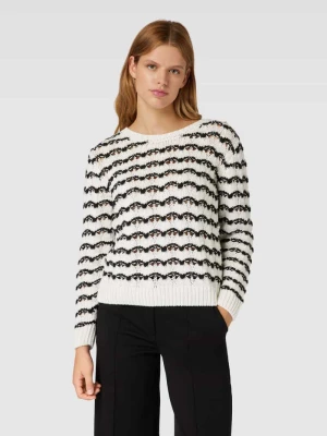Sweter z dzianiny z ażurowym wzorem MORE & MORE Biały