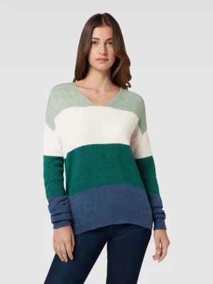 Sweter z dzianiny z blokowymi pasami montego