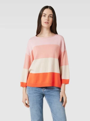 Sweter z dzianiny z blokowymi pasami Oui