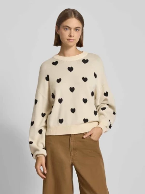 Sweter z dzianiny z bufiastymi rękawami model ‘CHARLOTT’ Noisy May