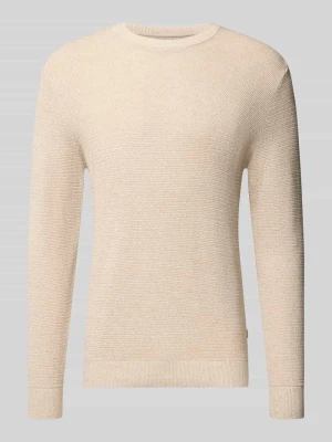 Sweter z dzianiny z czystej bawełny model 'Ryder' Jack&Jones Beżowy