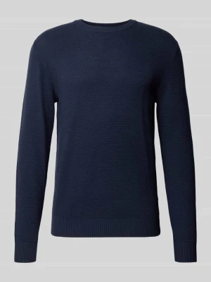 Sweter z dzianiny z czystej bawełny model 'Ryder' Jack&Jones Granatowy