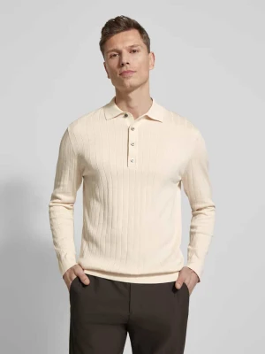 Sweter z dzianiny z czystej bawełny z kołnierzykiem polo Profuomo