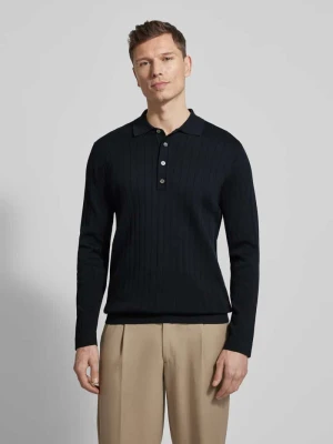 Sweter z dzianiny z czystej bawełny z kołnierzykiem polo Profuomo