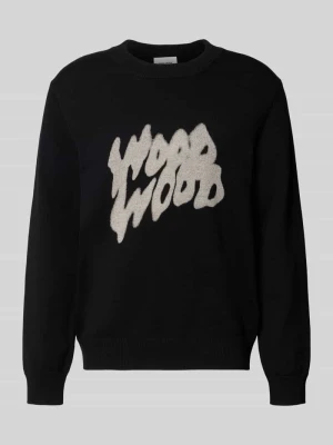 Sweter z dzianiny z czystej bawełny z nadruk z logo model 'Cloud' Wood Wood Czarny