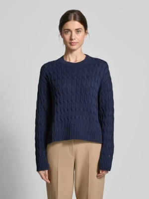 Sweter z dzianiny z czystej bawełny z okrągłym dekoltem Tommy Hilfiger