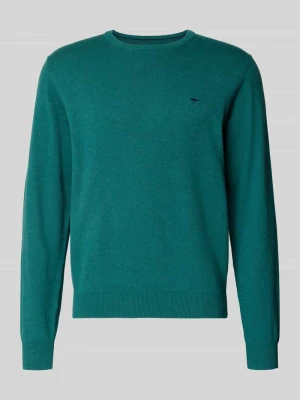 Sweter z dzianiny z czystej bawełny z wyhaftowanym logo FYNCH-HATTON Petrol
