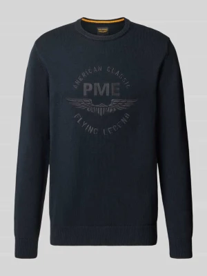 Sweter z dzianiny z czystej bawełny z wyhaftowanym logo PME Legend Granatowy