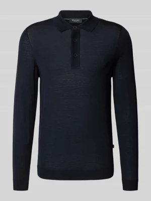 Sweter z dzianiny z czystej wełny dziewiczej, krój regular fit Maerz Muenchen Granatowy