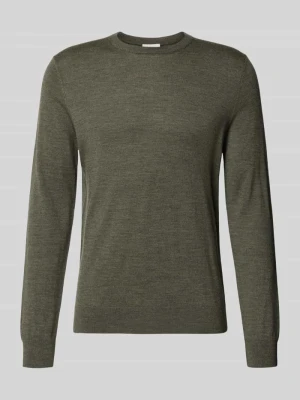 Sweter z dzianiny z czystej wełny, krój regular fit Profuomo Ciemnozielony