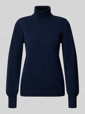 Sweter z dzianiny z czystej wełny model 'Jola' My Essential Wardrobe Ciemnoniebieski