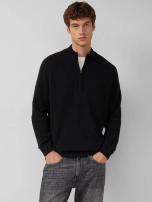 Sweter z dzianiny z czystej wełny z kołnierzem troyer s.Oliver czarny