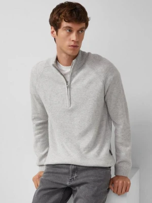 Sweter z dzianiny z czystej wełny z kołnierzem troyer s.Oliver szary