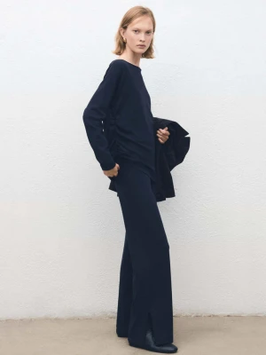 Sweter z dzianiny z dekoltem w łódkę ciemnogranatowy - Kobieta - - MANGO