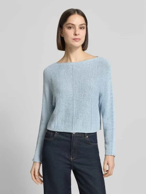 sweter z dzianiny z dekoltem w łódkę Oui Niebieski