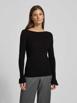 sweter z dzianiny z dekoltem w łódkę Zero