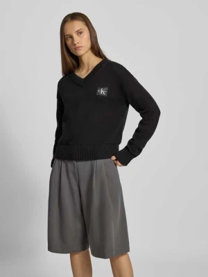 Sweter z dzianiny z dekoltem w serek Calvin Klein Jeans