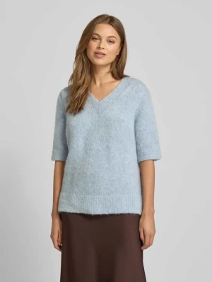 Sweter z dzianiny z dekoltem w serek i rękawami o dł. 1/2 milano italy
