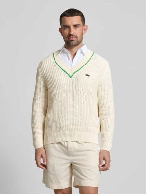 Sweter z dzianiny z dekoltem w serek Lacoste