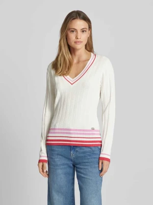 Sweter z dzianiny z dekoltem w serek LIU JO SPORT