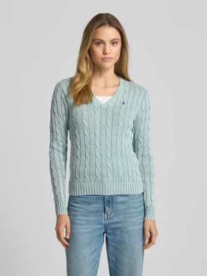 Sweter z dzianiny z dekoltem w serek model ‘KIMBERLY’ Polo Ralph Lauren