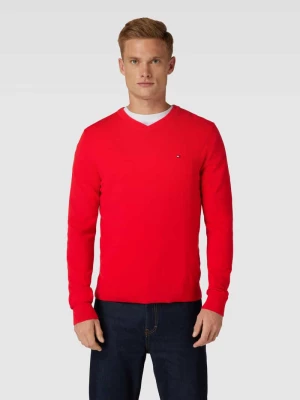 Sweter z dzianiny z dekoltem w serek model ‘PIMA’ Tommy Hilfiger