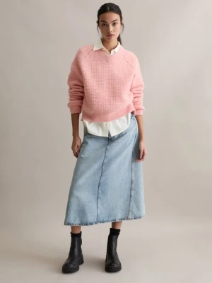 Sweter z dzianiny z dekoltem w serek, przycięty Marc O'Polo bílá