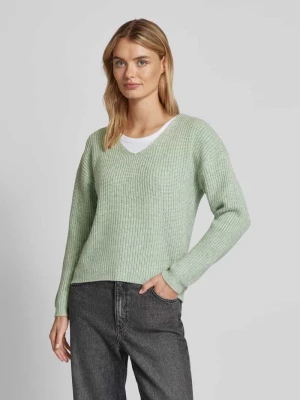 Sweter z dzianiny z dekoltem w serek QS