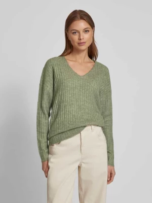 Sweter z dzianiny z dekoltem w serek ZABAIONE