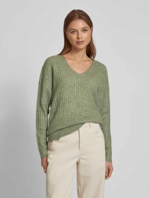 Sweter z dzianiny z dekoltem w serek ZABAIONE