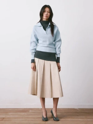 Sweter z dzianiny z dekoltem w szpic błękitny - Kobieta - - MANGO