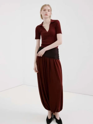 Sweter z dzianiny z dekoltem w szpic intensywny pomarańczowy - Kobieta - - MANGO