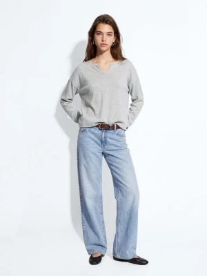 Sweter z dzianiny z dekoltem w szpic średni szary - Teen - - MANGO TEEN