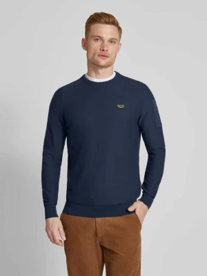 sweter z dzianiny z detal z logo PME Legend Granatowy
