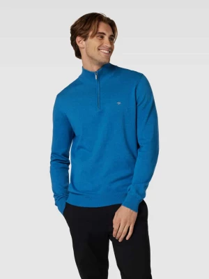 Sweter z dzianiny z detalami z logo model ‘Troyer’ FYNCH-HATTON